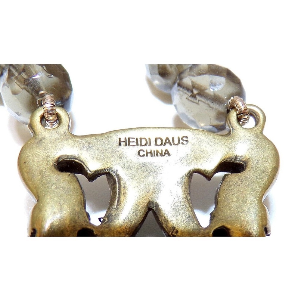 AMAZING Heidi Daus SIGNED SWAROVSKI CRYSTAL Chandelier Gold MOSS GREEN NECKLACE - Picture 2 of 9